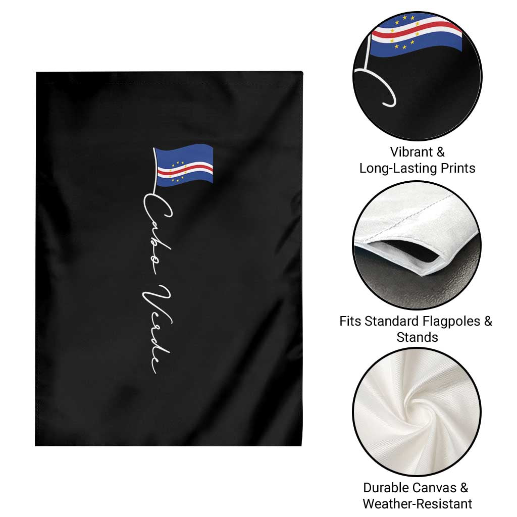 Cabo Verde Elegant Script Flag Graphic Garden Flag Cape Verde Minimalist Cursive National Pride Gift