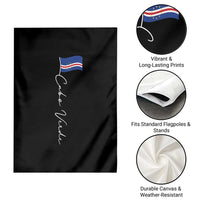 Cabo Verde Elegant Script Flag Graphic Garden Flag Cape Verde Minimalist Cursive National Pride Gift