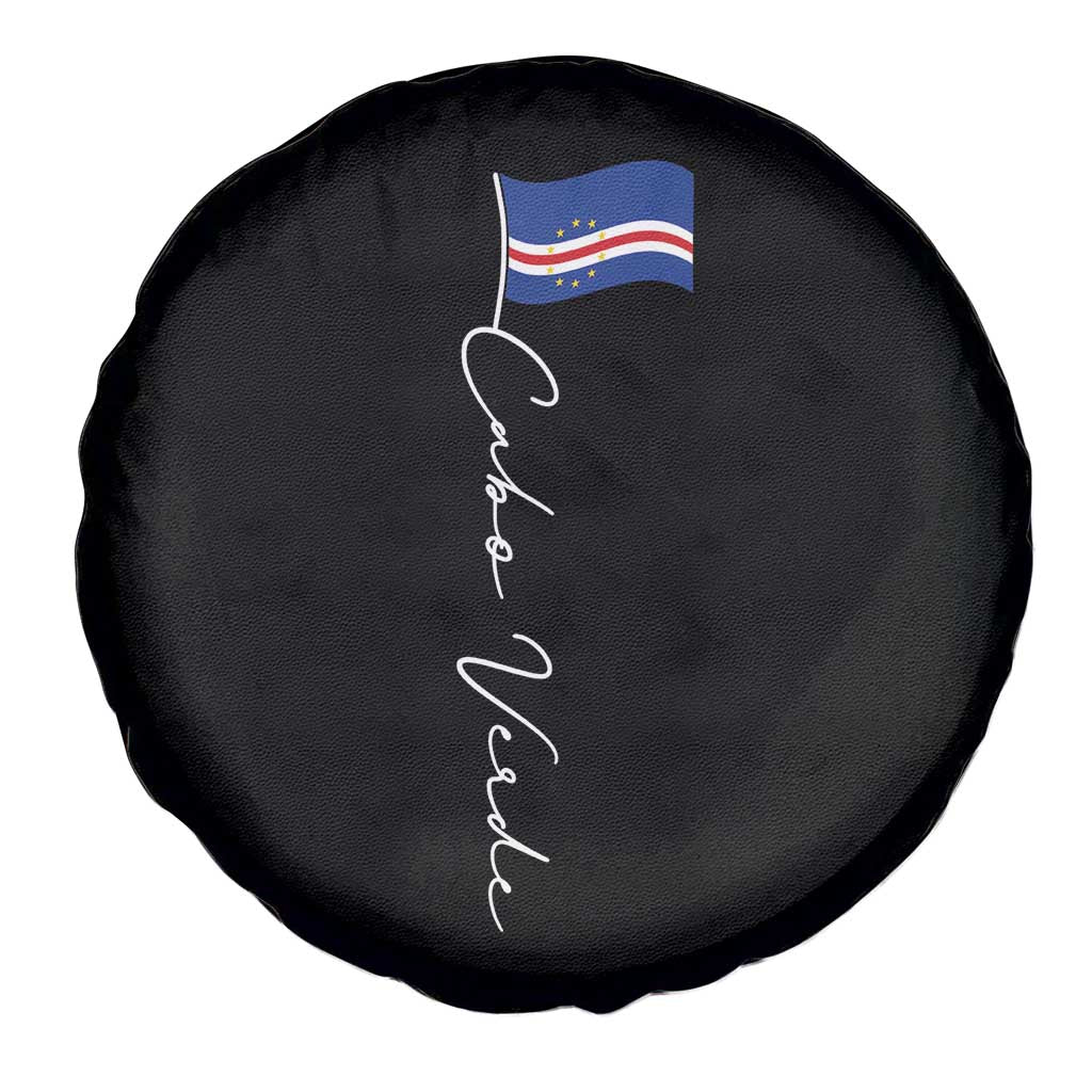 Cabo Verde Elegant Script Flag Graphic Spare Tire Cover Cape Verde Minimalist Cursive National Pride Gift