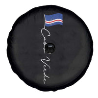 Cabo Verde Elegant Script Flag Graphic Spare Tire Cover Cape Verde Minimalist Cursive National Pride Gift