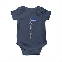 Cabo Verde Elegant Script Flag Graphic Baby Onesie Cape Verde Minimalist Cursive National Pride Gift