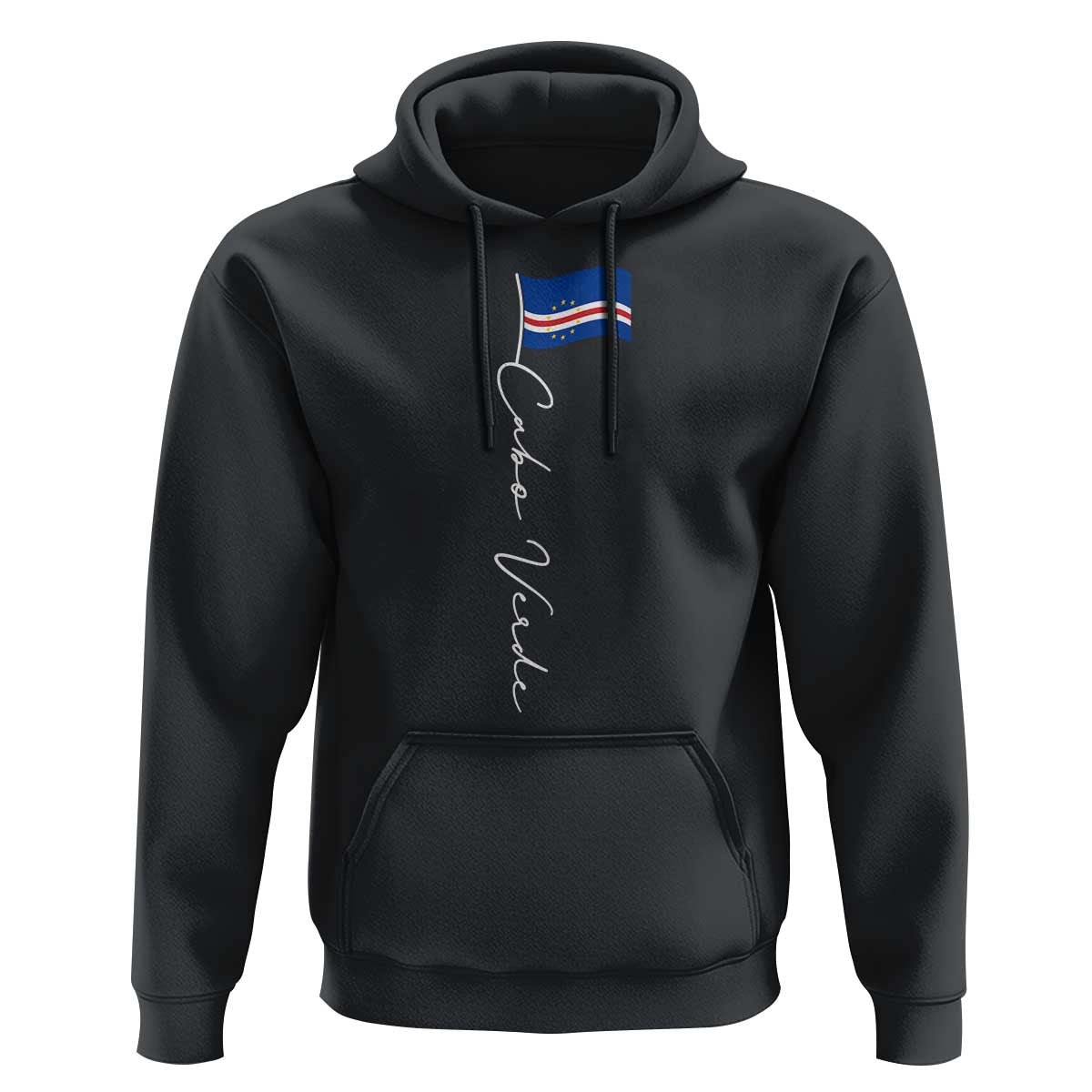 Cabo Verde Elegant Script Flag Graphic Hoodie Cape Verde Minimalist Cursive National Pride Gift