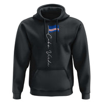 Cabo Verde Elegant Script Flag Graphic Hoodie Cape Verde Minimalist Cursive National Pride Gift