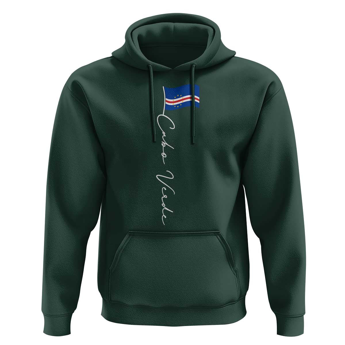 Cabo Verde Elegant Script Flag Graphic Hoodie Cape Verde Minimalist Cursive National Pride Gift