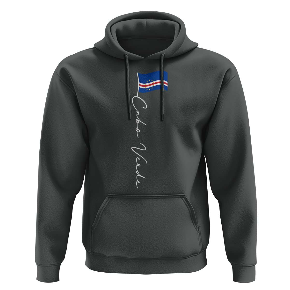 Cabo Verde Elegant Script Flag Graphic Hoodie Cape Verde Minimalist Cursive National Pride Gift