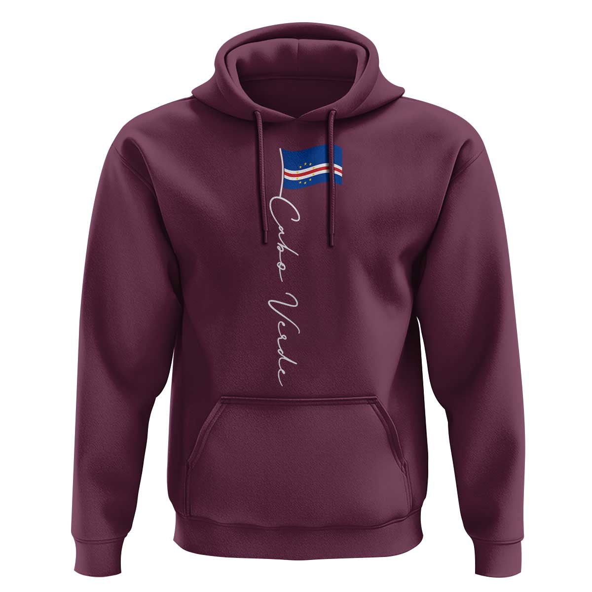 Cabo Verde Elegant Script Flag Graphic Hoodie Cape Verde Minimalist Cursive National Pride Gift