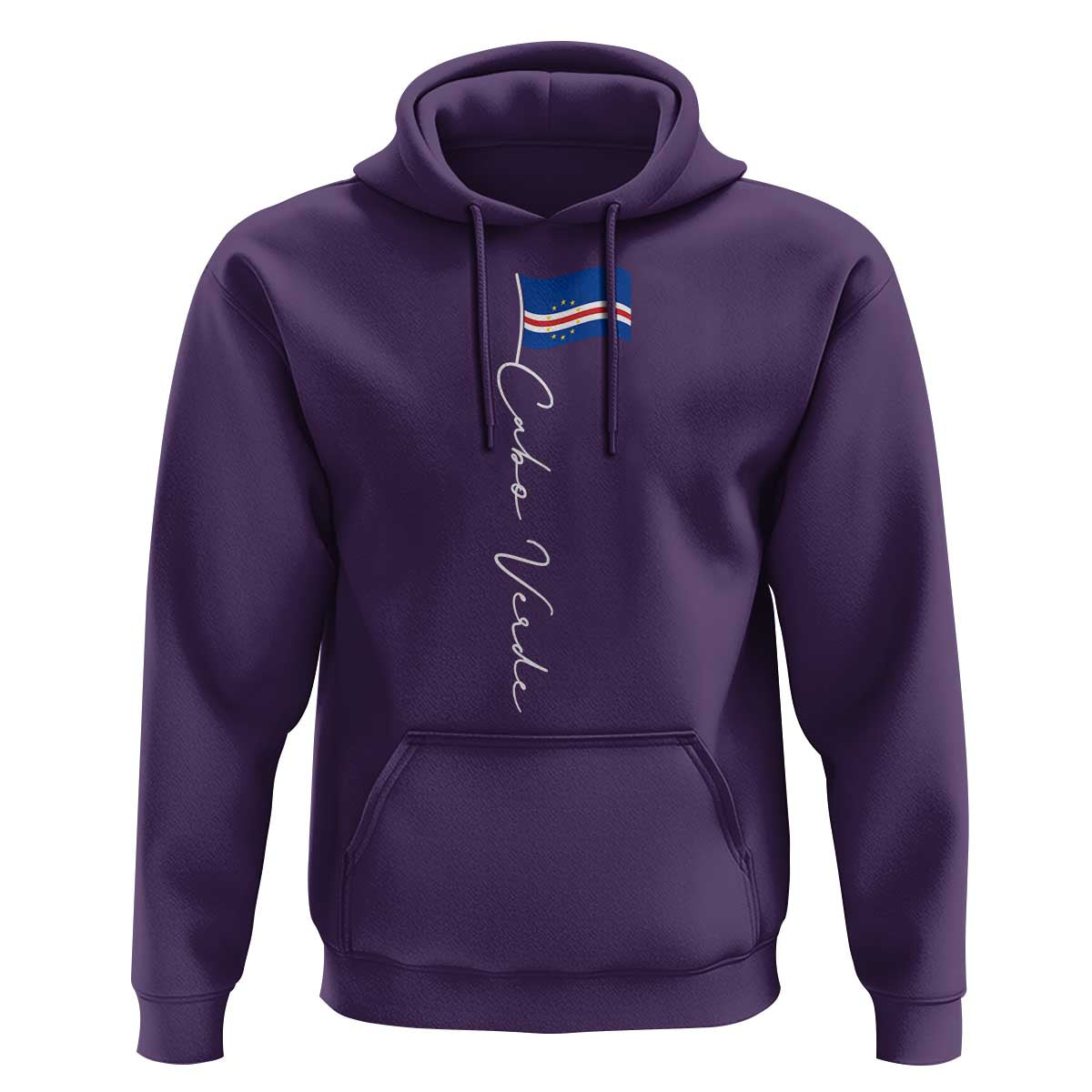 Cabo Verde Elegant Script Flag Graphic Hoodie Cape Verde Minimalist Cursive National Pride Gift