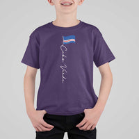 Cabo Verde Elegant Script Flag Graphic T Shirt For Kid Cape Verde Minimalist Cursive National Pride Gift