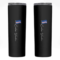Cabo Verde Elegant Script Flag Graphic Skinny Tumbler Cape Verde Minimalist Cursive National Pride Gift