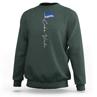 Cabo Verde Elegant Script Flag Graphic Sweatshirt Cape Verde Minimalist Cursive National Pride Gift