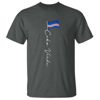 Cabo Verde Elegant Script Flag Graphic T Shirt Cape Verde Minimalist Cursive National Pride Gift