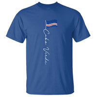 Cabo Verde Elegant Script Flag Graphic T Shirt Cape Verde Minimalist Cursive National Pride Gift