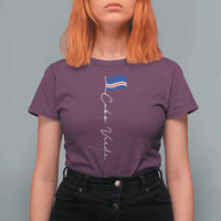 Cabo Verde Elegant Script Flag Graphic T Shirt For Women Cape Verde Minimalist Cursive National Pride Gift