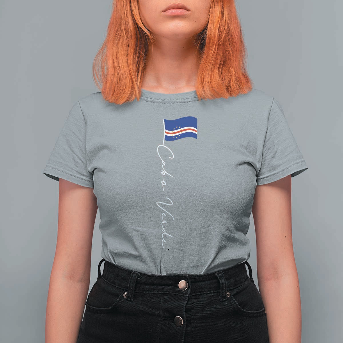 Cabo Verde Elegant Script Flag Graphic T Shirt For Women Cape Verde Minimalist Cursive National Pride Gift