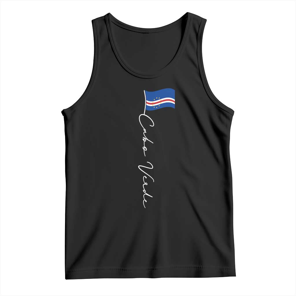 Cabo Verde Elegant Script Flag Graphic Tank Top Cape Verde Minimalist Cursive National Pride Gift