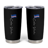 Cabo Verde Elegant Script Flag Graphic Tumbler Cup Cape Verde Minimalist Cursive National Pride Gift