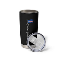 Cabo Verde Elegant Script Flag Graphic Tumbler Cup Cape Verde Minimalist Cursive National Pride Gift