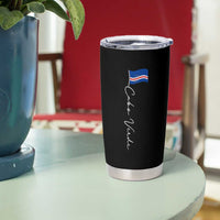 Cabo Verde Elegant Script Flag Graphic Tumbler Cup Cape Verde Minimalist Cursive National Pride Gift