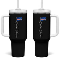 Cabo Verde Elegant Script Flag Graphic Tumbler With Handle Cape Verde Minimalist Cursive National Pride Gift