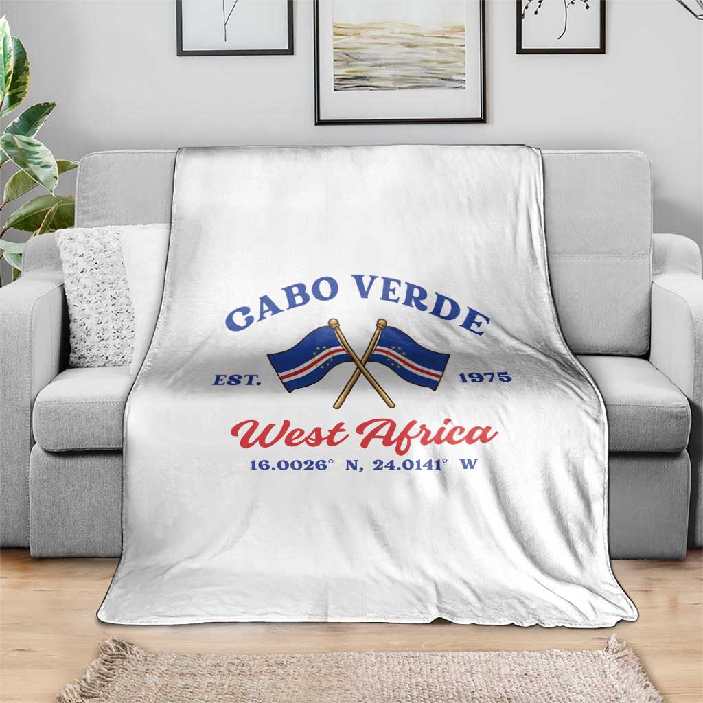 Cabo Verde West Africa Crossed Flags Throw Blanket Cape Verde Est 1975 Retro National Pride
