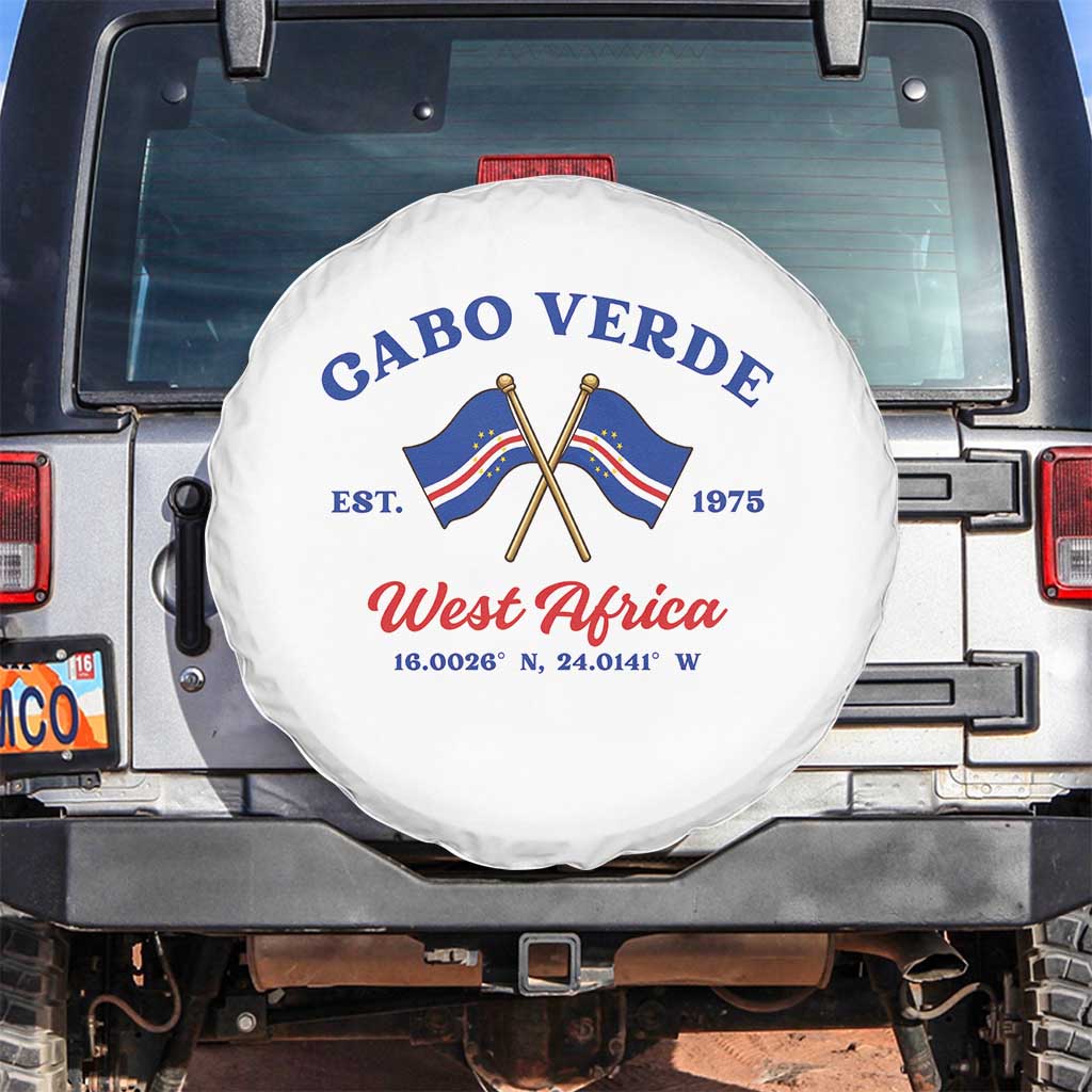 Cabo Verde West Africa Crossed Flags Spare Tire Cover Cape Verde Est 1975 Retro National Pride