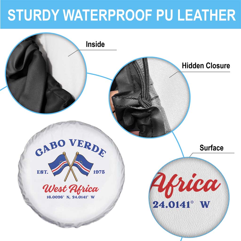 Cabo Verde West Africa Crossed Flags Spare Tire Cover Cape Verde Est 1975 Retro National Pride