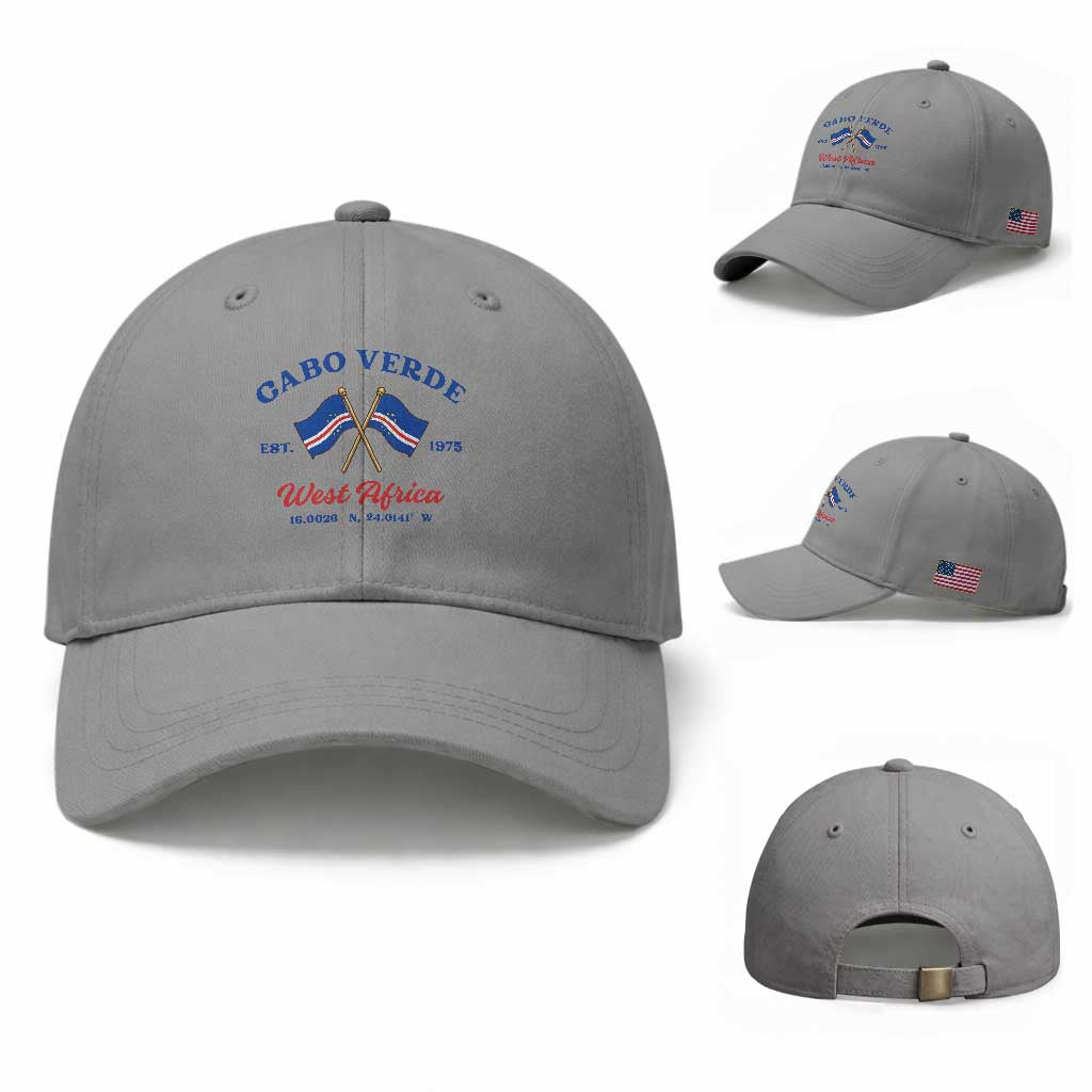 Cabo Verde West Africa Crossed Flags Baseball Cap Cape Verde Est 1975 Retro National Pride