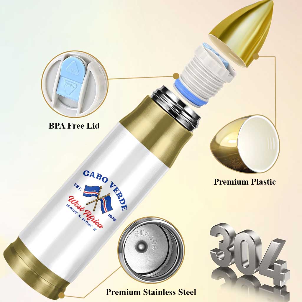 Cabo Verde West Africa Crossed Flags Bullet Tumbler Cape Verde Est 1975 Retro National Pride