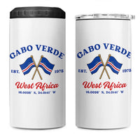 Cabo Verde West Africa Crossed Flags 4 in 1 Can Cooler Tumbler Cape Verde Est 1975 Retro National Pride