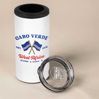 Cabo Verde West Africa Crossed Flags 4 in 1 Can Cooler Tumbler Cape Verde Est 1975 Retro National Pride