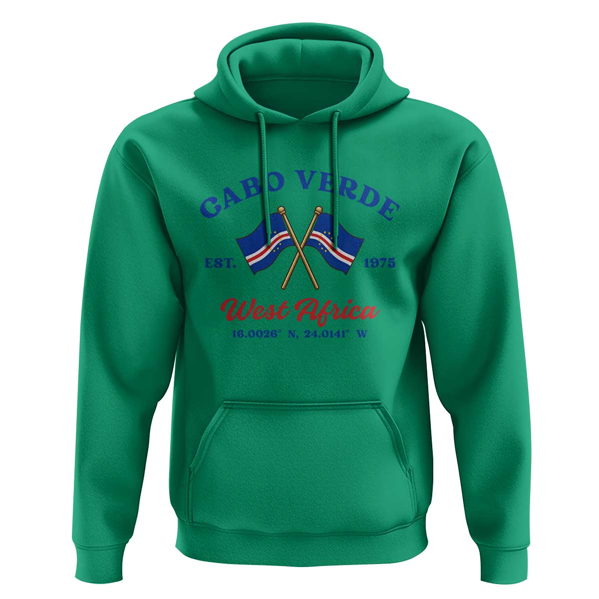Cabo Verde West Africa Crossed Flags Hoodie Cape Verde Est 1975 Retro National Pride