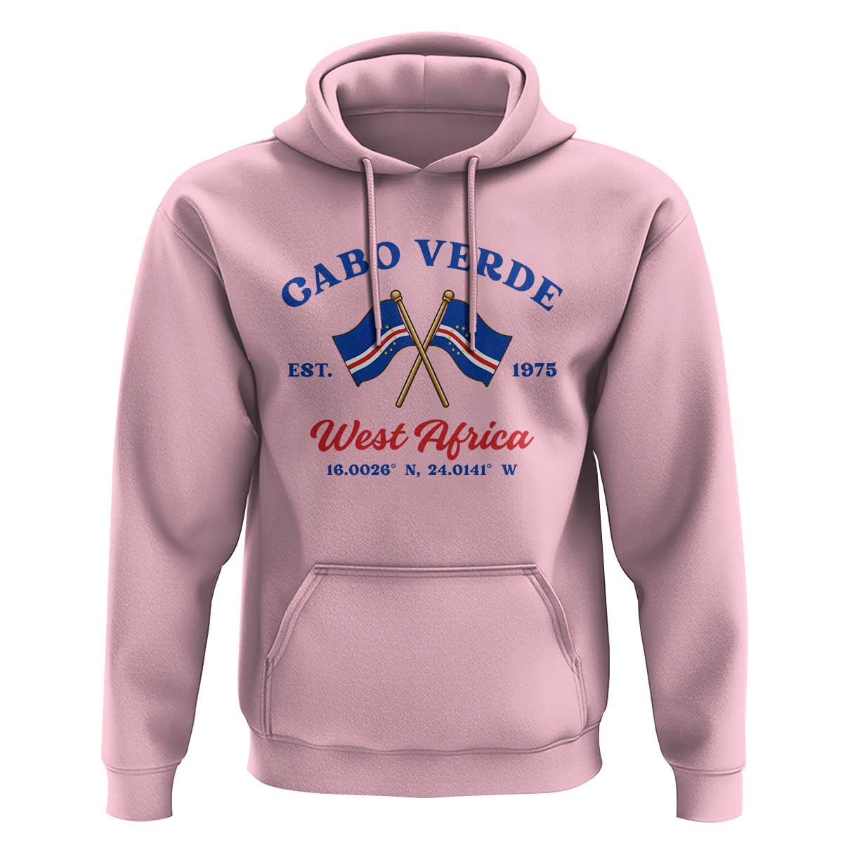 Cabo Verde West Africa Crossed Flags Hoodie Cape Verde Est 1975 Retro National Pride