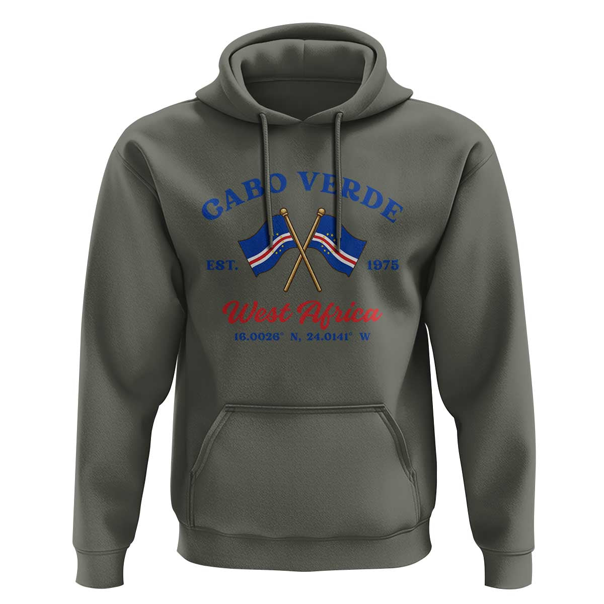 Cabo Verde West Africa Crossed Flags Hoodie Cape Verde Est 1975 Retro National Pride