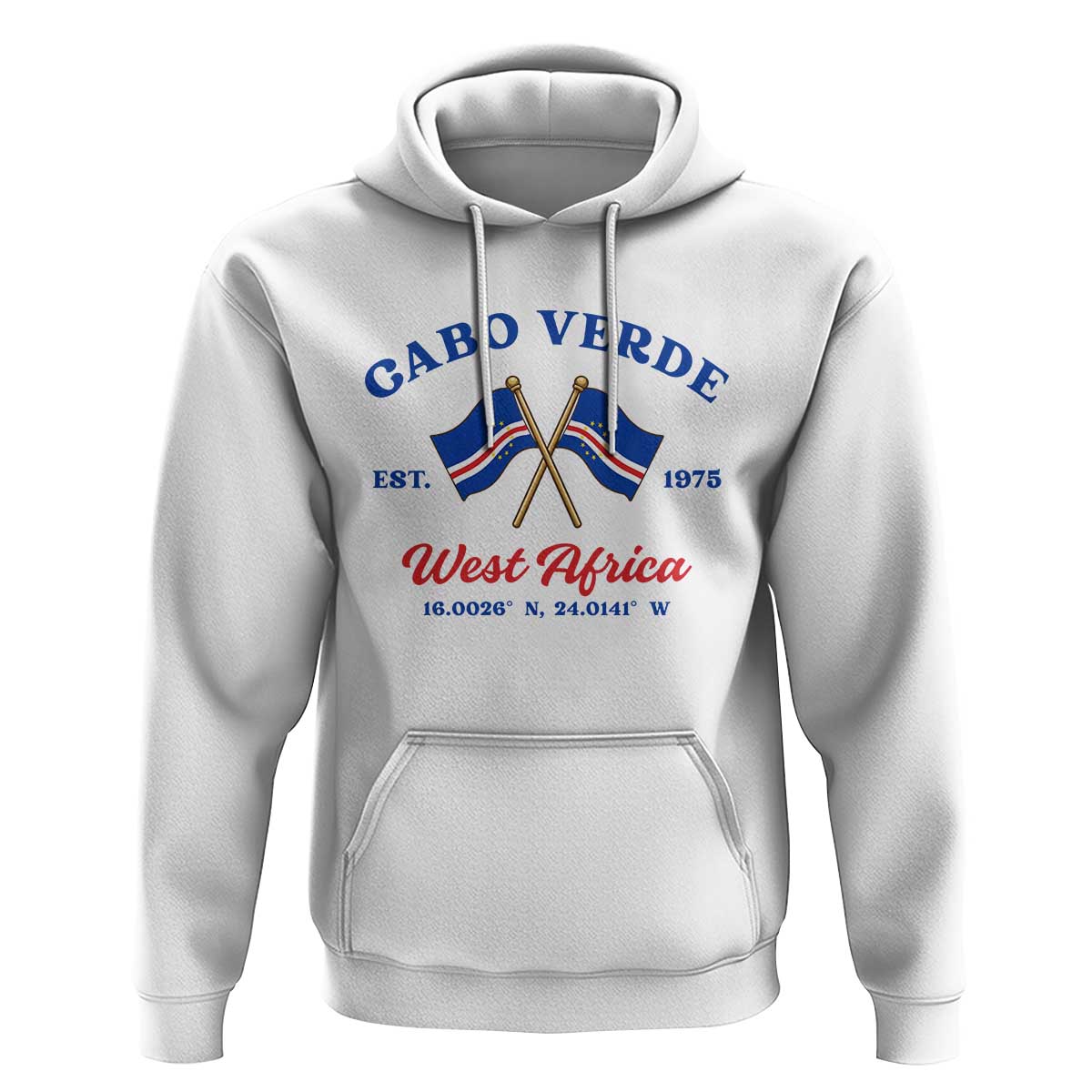 Cabo Verde West Africa Crossed Flags Hoodie Cape Verde Est 1975 Retro National Pride