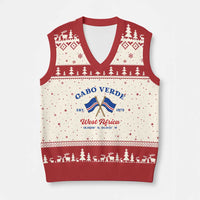 Cabo Verde West Africa Crossed Flags V-Neck Knit Sweater Vest Cape Verde Est 1975 Retro National Pride