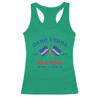 Cabo Verde West Africa Crossed Flags Racerback Tank Top Cape Verde Est 1975 Retro National Pride