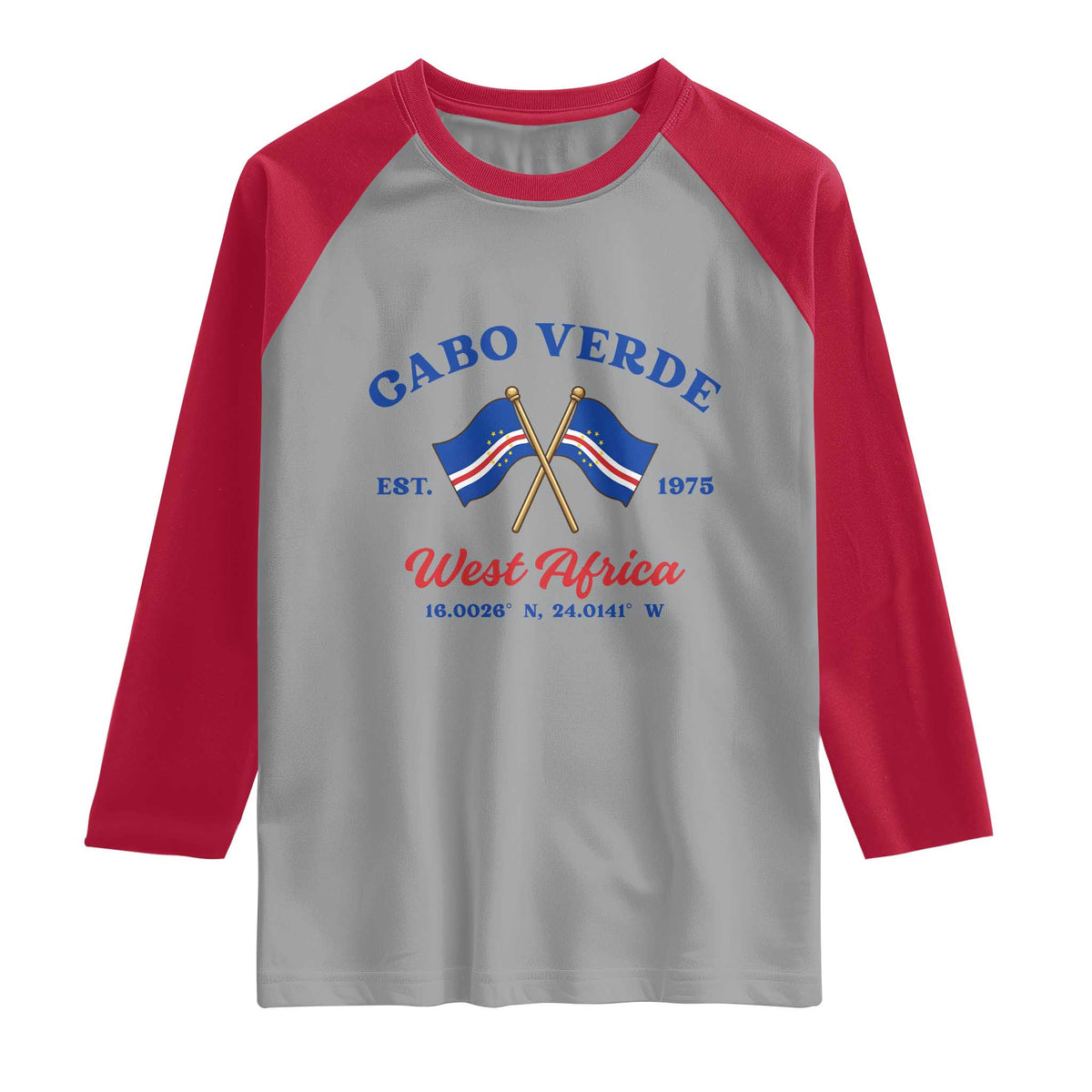 Cabo Verde West Africa Crossed Flags Raglan Shirt Cape Verde Est 1975 Retro National Pride