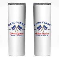 Cabo Verde West Africa Crossed Flags Skinny Tumbler Cape Verde Est 1975 Retro National Pride