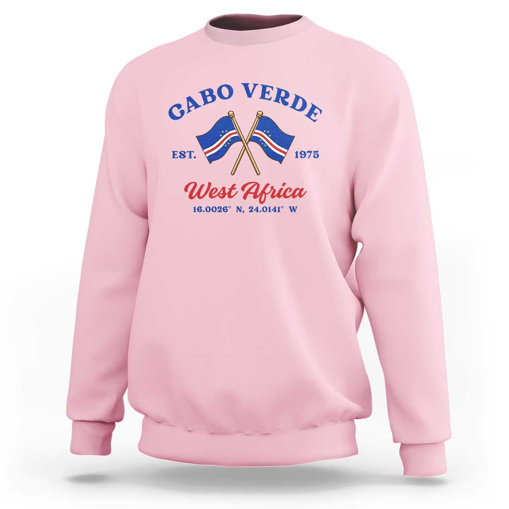 Cabo Verde West Africa Crossed Flags Sweatshirt Cape Verde Est 1975 Retro National Pride