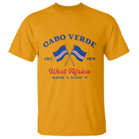 Cabo Verde West Africa Crossed Flags T Shirt Cape Verde Est 1975 Retro National Pride