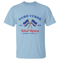 Cabo Verde West Africa Crossed Flags T Shirt Cape Verde Est 1975 Retro National Pride