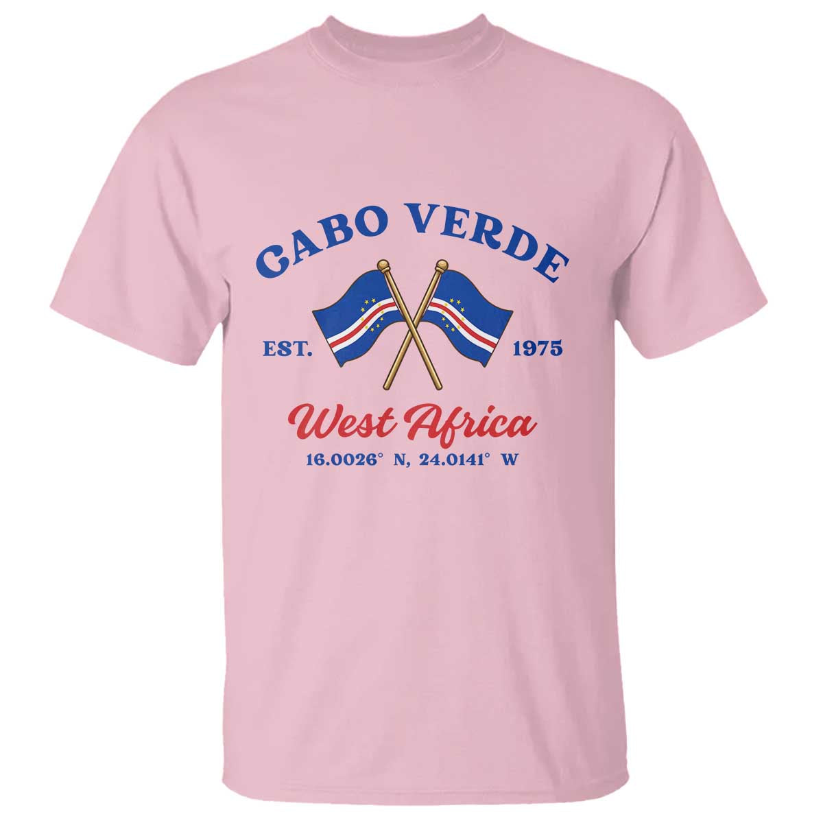 Cabo Verde West Africa Crossed Flags T Shirt Cape Verde Est 1975 Retro National Pride