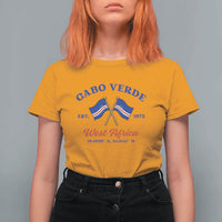 Cabo Verde West Africa Crossed Flags T Shirt For Women Cape Verde Est 1975 Retro National Pride