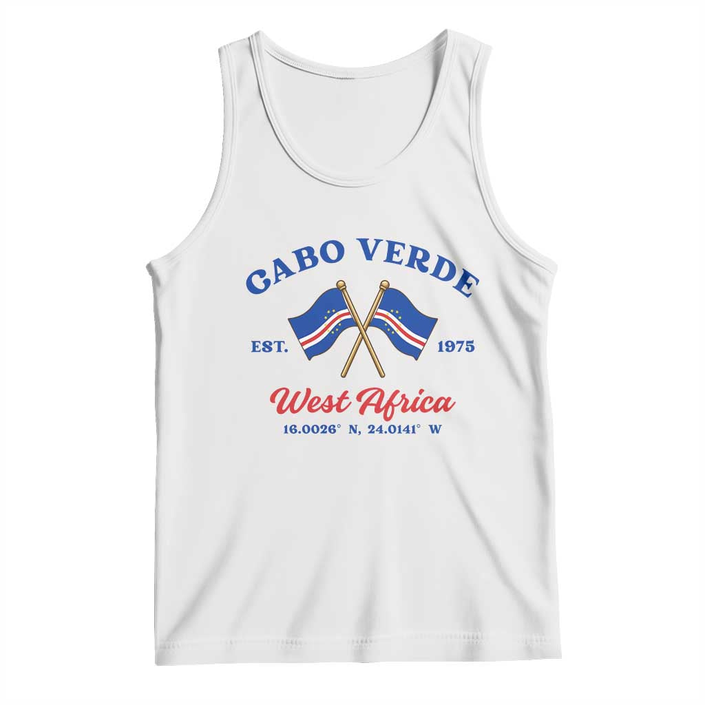 Cabo Verde West Africa Crossed Flags Tank Top Cape Verde Est 1975 Retro National Pride