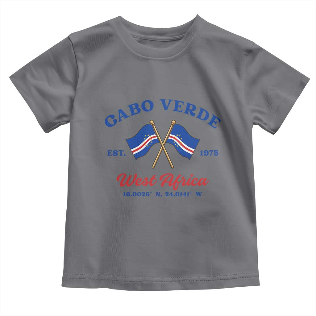 Cabo Verde West Africa Crossed Flags Toddler T Shirt Cape Verde Est 1975 Retro National Pride