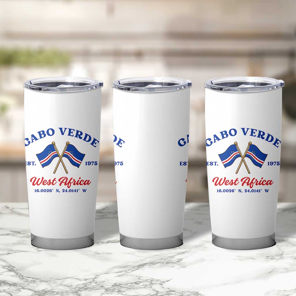 Cabo Verde West Africa Crossed Flags Tumbler Cup Cape Verde Est 1975 Retro National Pride
