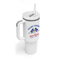 Cabo Verde West Africa Crossed Flags Tumbler With Handle Cape Verde Est 1975 Retro National Pride