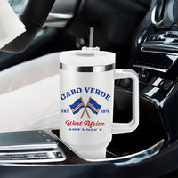Cabo Verde West Africa Crossed Flags Tumbler With Handle Cape Verde Est 1975 Retro National Pride