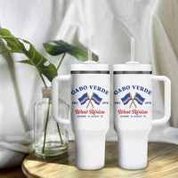 Cabo Verde West Africa Crossed Flags Tumbler With Handle Cape Verde Est 1975 Retro National Pride