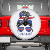 Cape Verde Messy Bun Girl Flag Sunglasses Graphic Spare Tire Cover Cabo Verde Women National Pride Gift